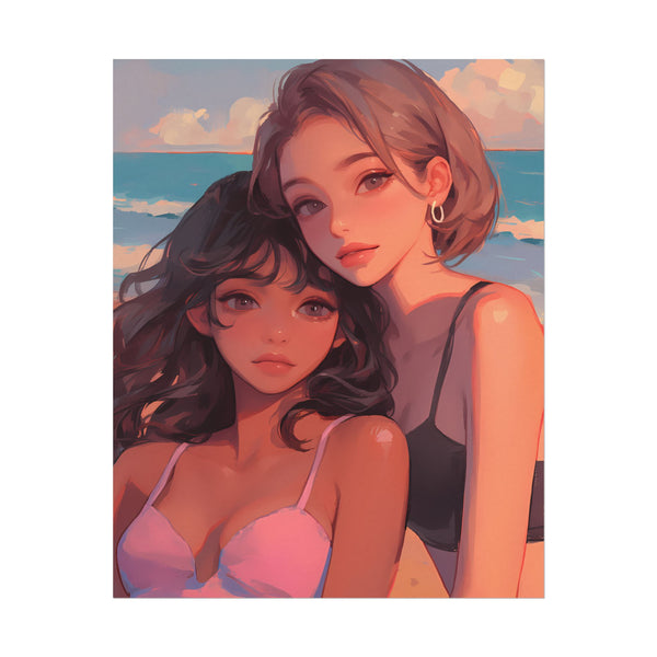 Golden Hour Memories - Anime Girl Beach Poster