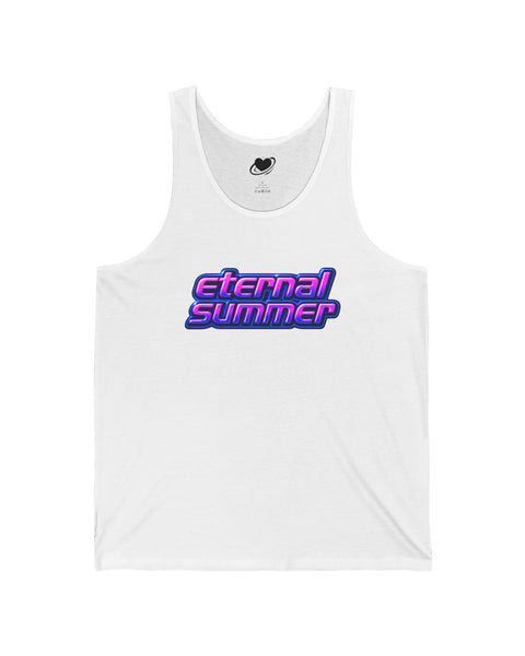 White tank top with 'Eternal Summer' logo on a white background