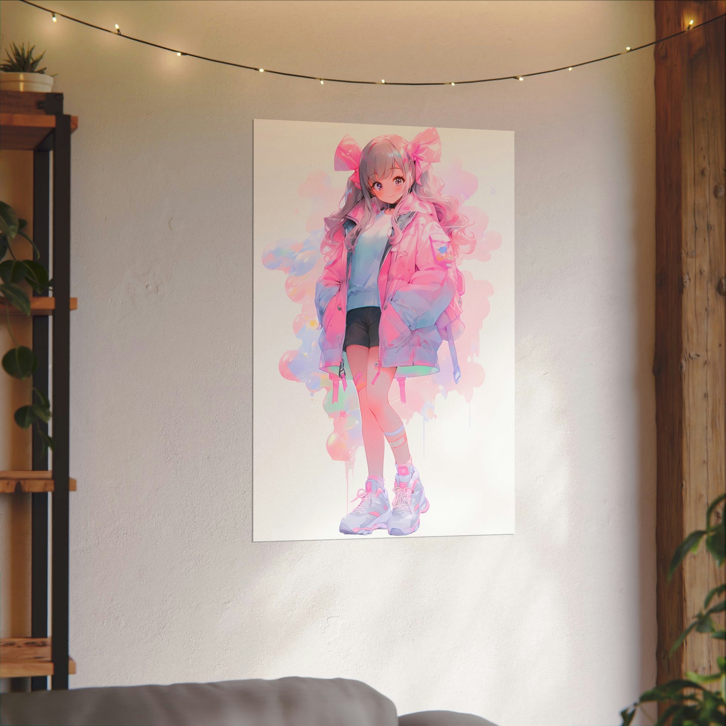 Bubblegum - Cute Anime Girl Watercolor Poster