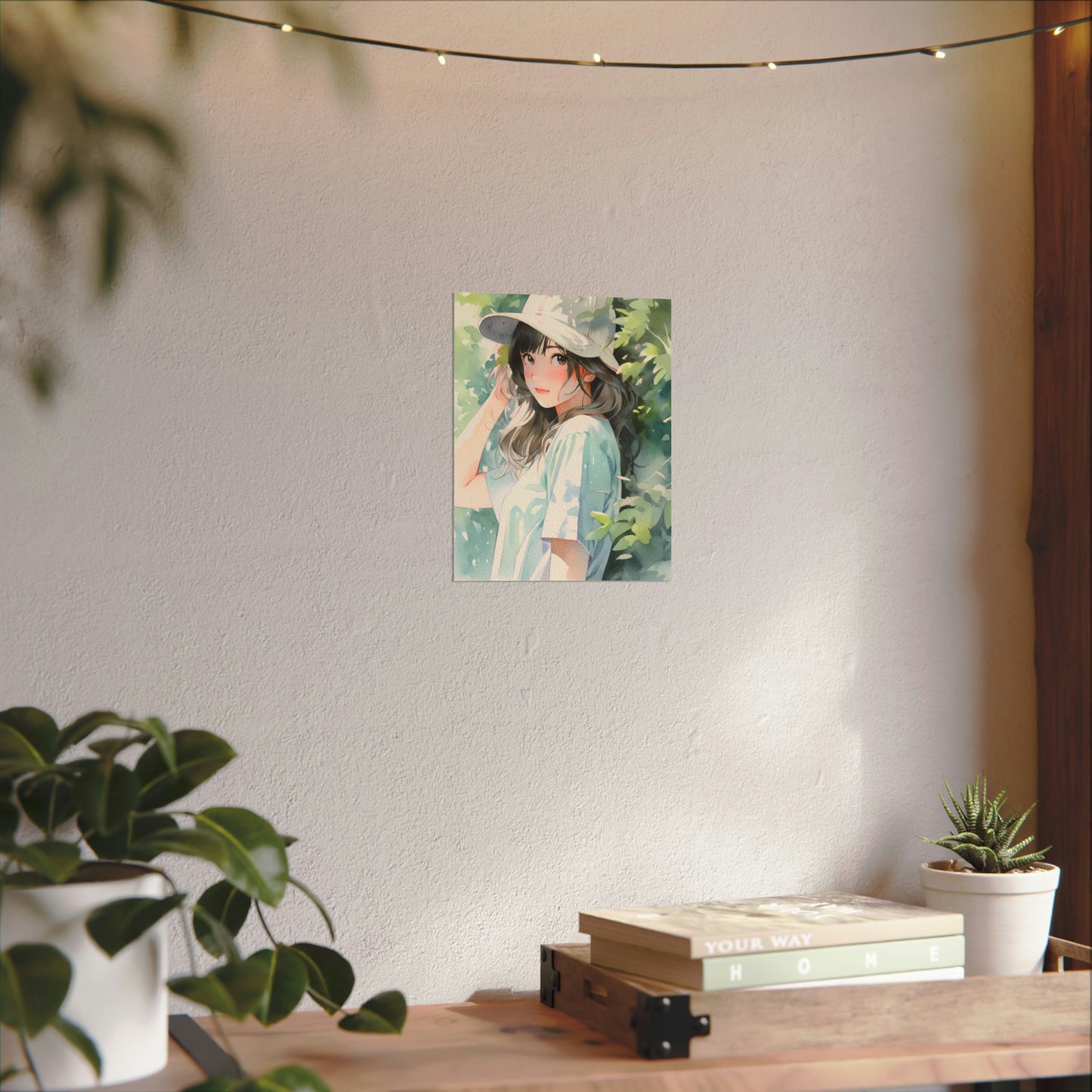 Walk With Me - Watercolor Anime Girl Poster