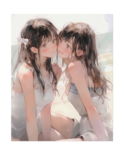 Beach Date - Watercolor Anime Girl Poster