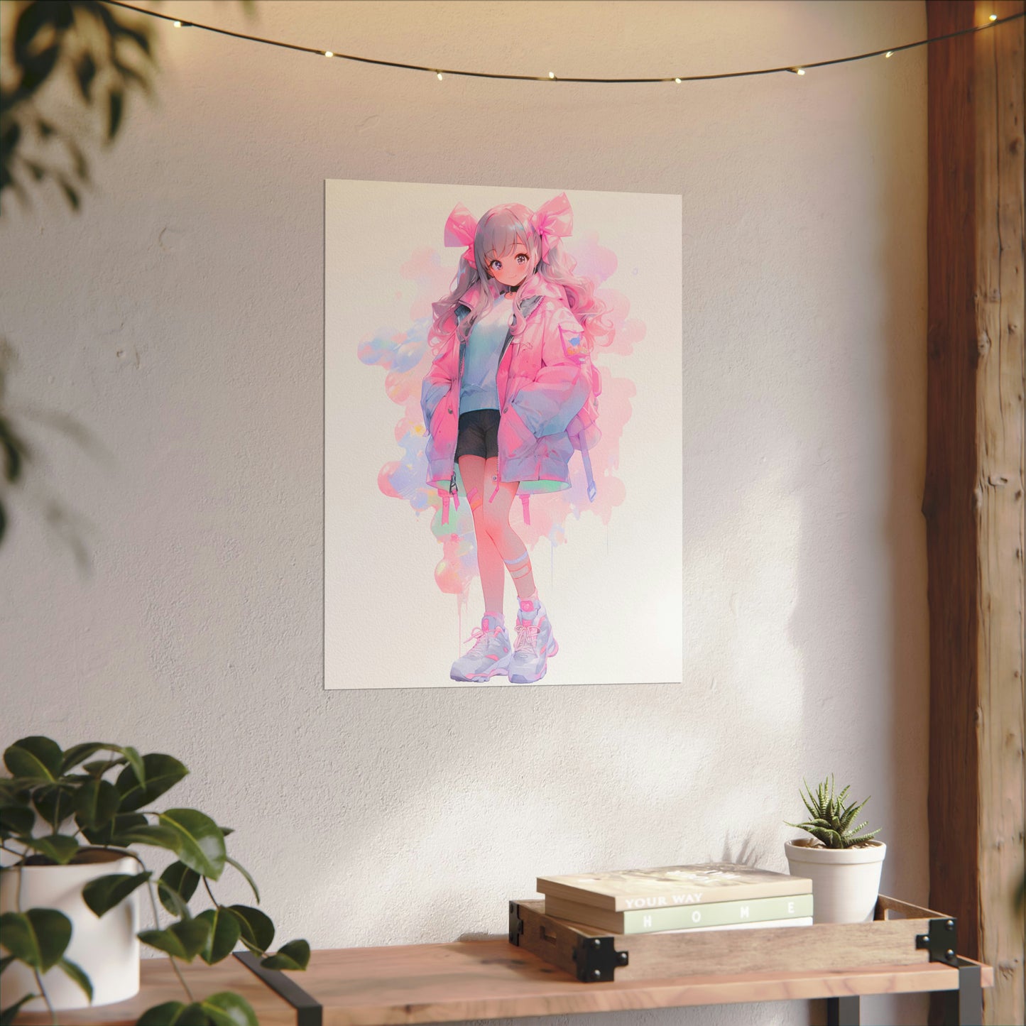 Bubblegum - Cute Anime Girl Watercolor Poster