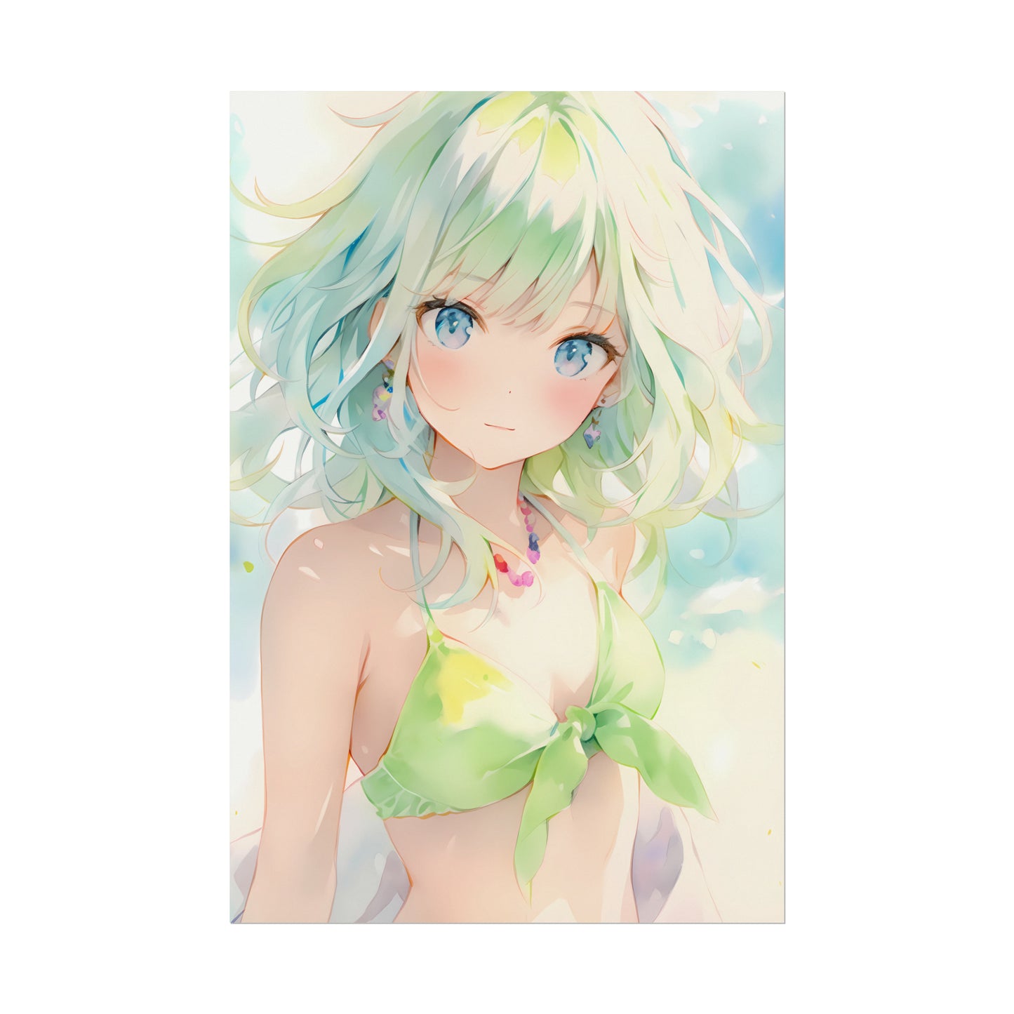 Sea Emerald - Anime Girl Watercolor Poster