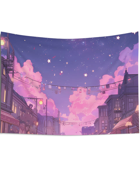 Starlit Square - Lofi Anime Tapestry