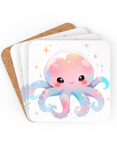 Alone Octopus - Pastel Aesthetic Coaster Set