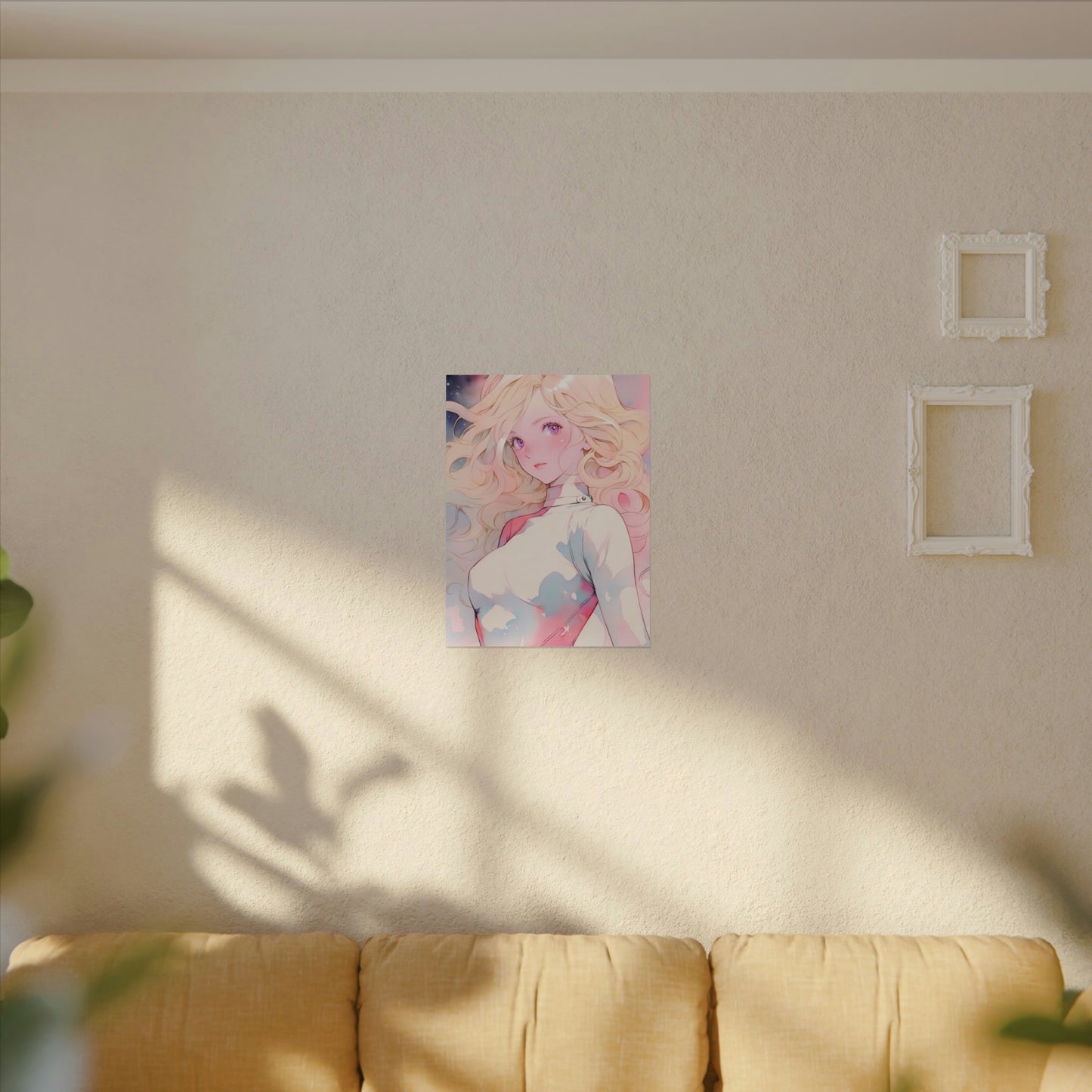 White Fire Goddess - Anime Girl Watercolor Poster