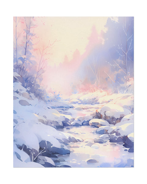 Silent Snowscape - Winter Anime Watercolor Poster