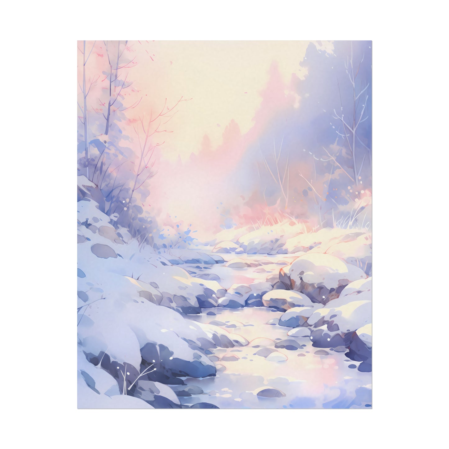 Silent Snowscape - Winter Anime Watercolor Poster