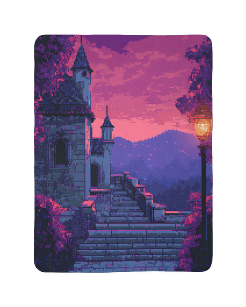 Pinnacle Manor - Pixel Art Sherpa Throw Blanket