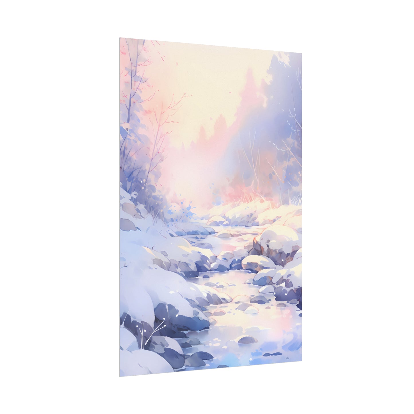 Silent Snowscape - Winter Anime Watercolor Poster