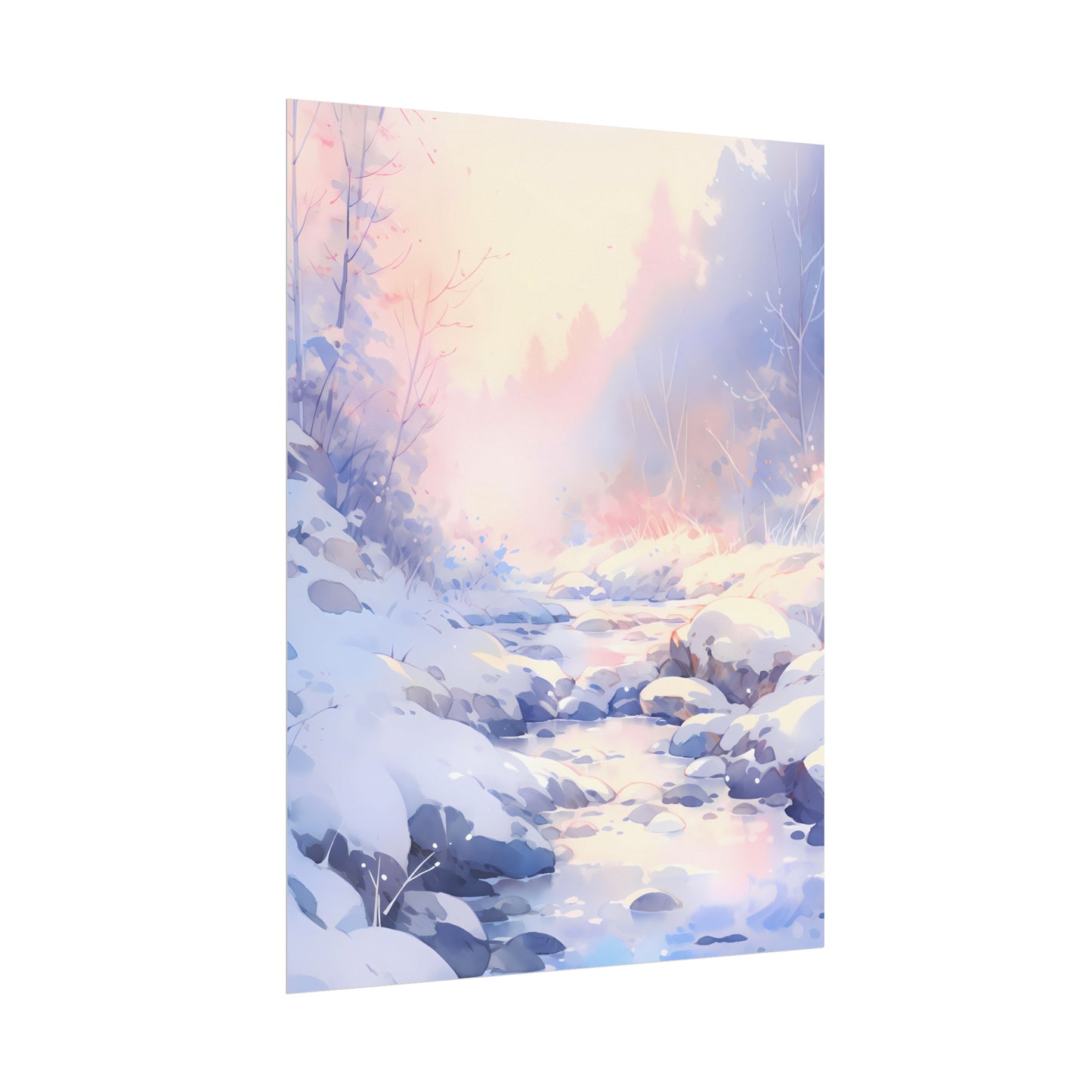 Silent Snowscape - Winter Anime Watercolor Poster