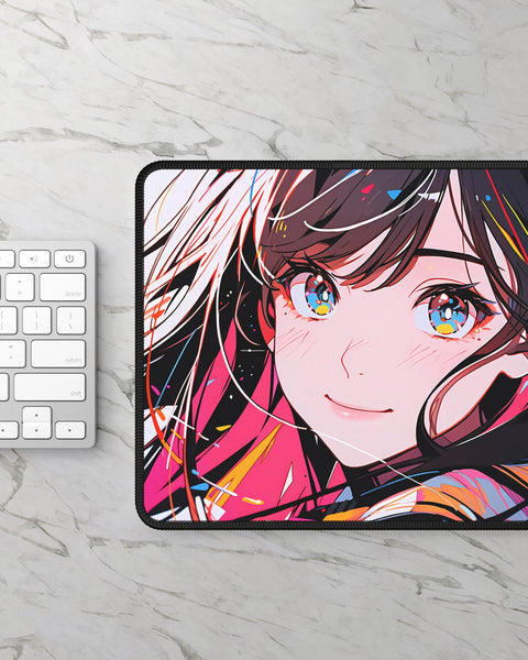 Retro Color Riot - Anime Girl Mouse Pad