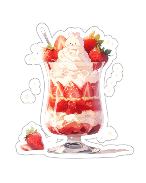 Strawberry Bunny Parfait - Cute Anime Sticker