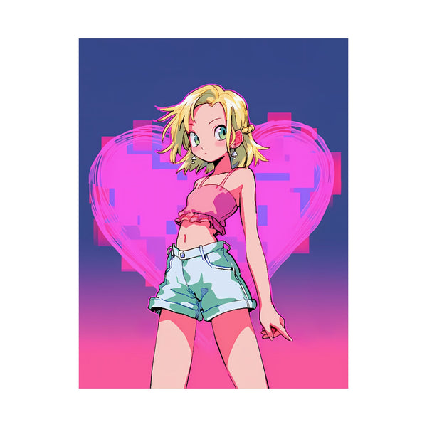 Heart Attack! - Cute Retro Anime Poster