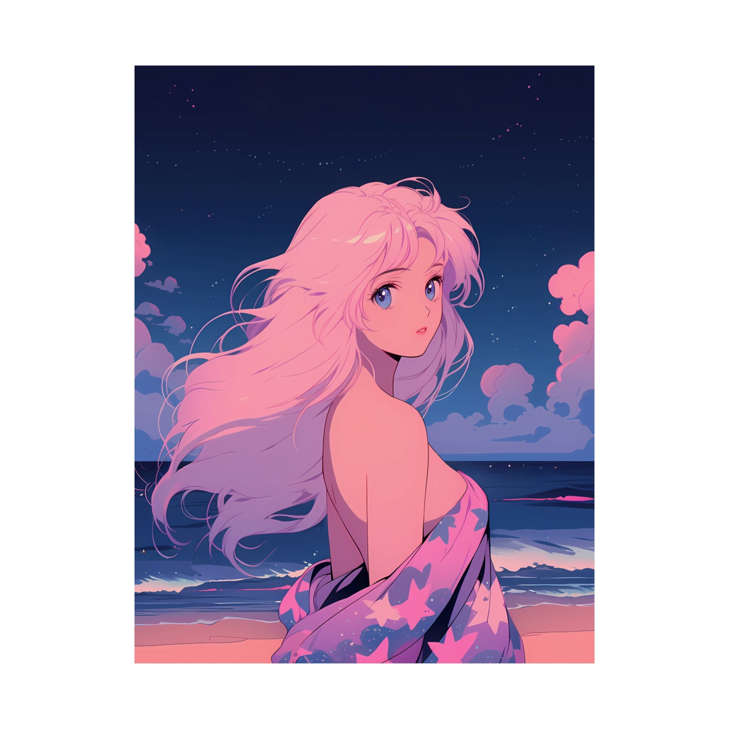 Secrets Under Stars - Retro Anime Poster