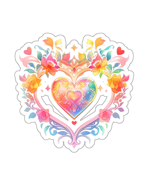 Heart Circle Prism Die-Cut Aesthetic Sticker
