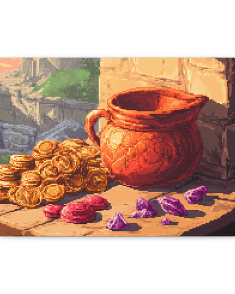 Riches of the Keep - Anime Pixel Art Canvas Print