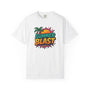 White t-shirt with 'Summer Blast' graphic design on a white background