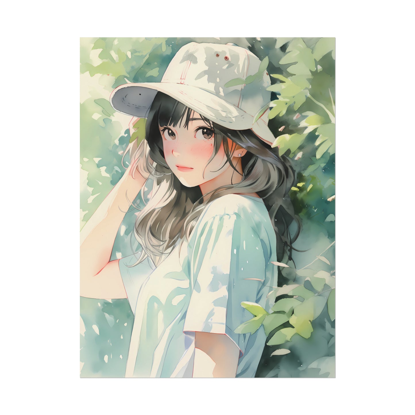 Walk With Me - Watercolor Anime Girl Poster