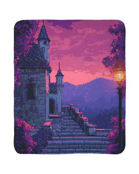 Pinnacle Manor - Pixel Art Sherpa Throw Blanket