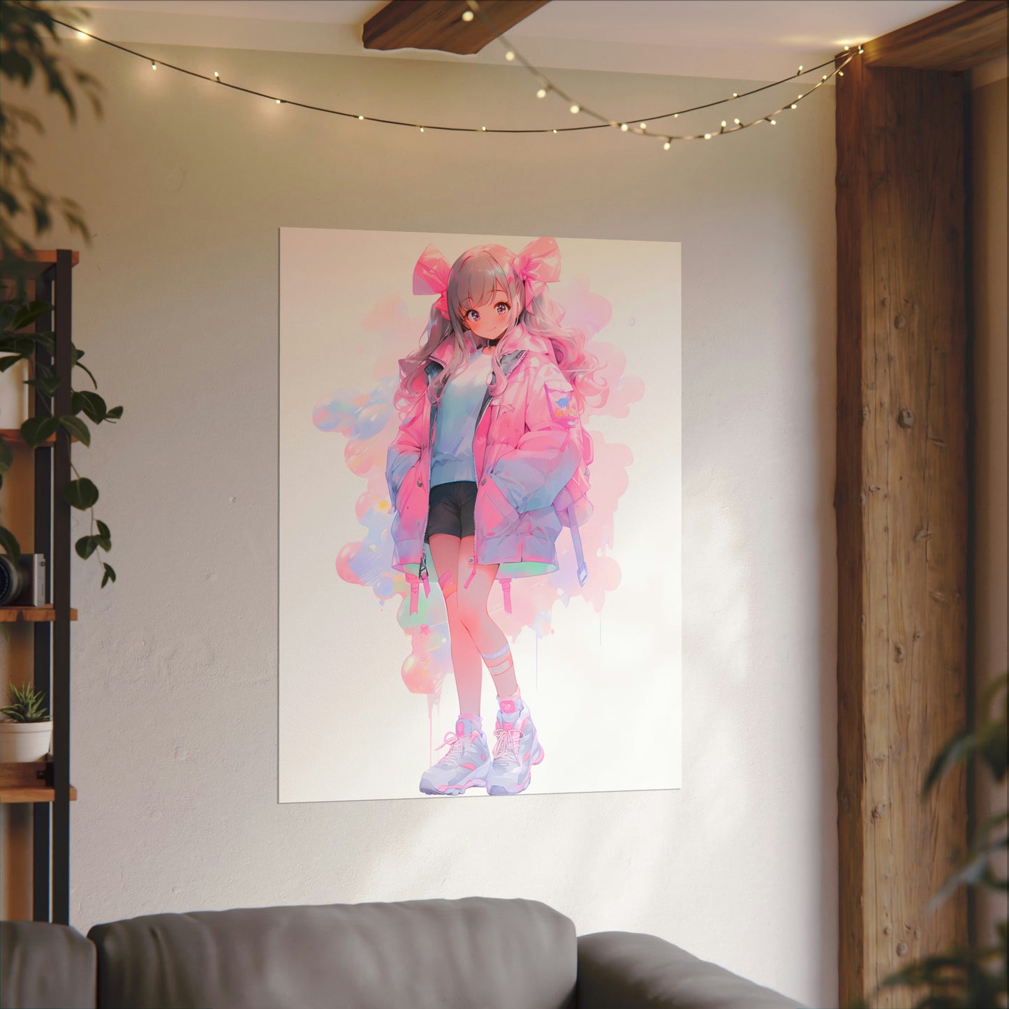 Bubblegum - Cute Anime Girl Watercolor Poster