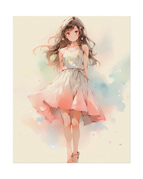 Carnation Pink - Anime Watercolor Poster