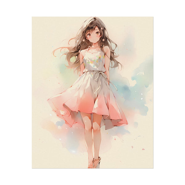 Carnation Pink - Anime Watercolor Poster