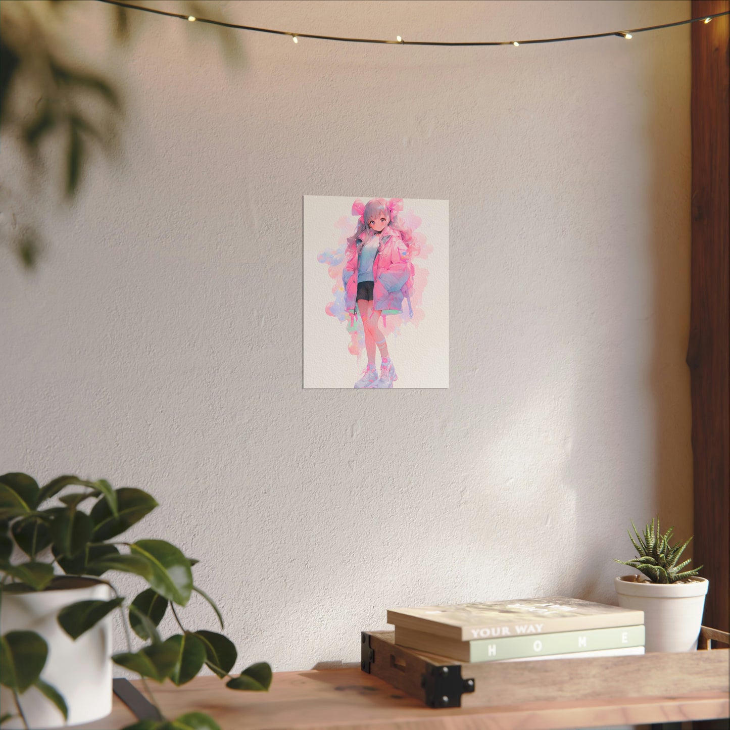 Bubblegum - Cute Anime Girl Watercolor Poster