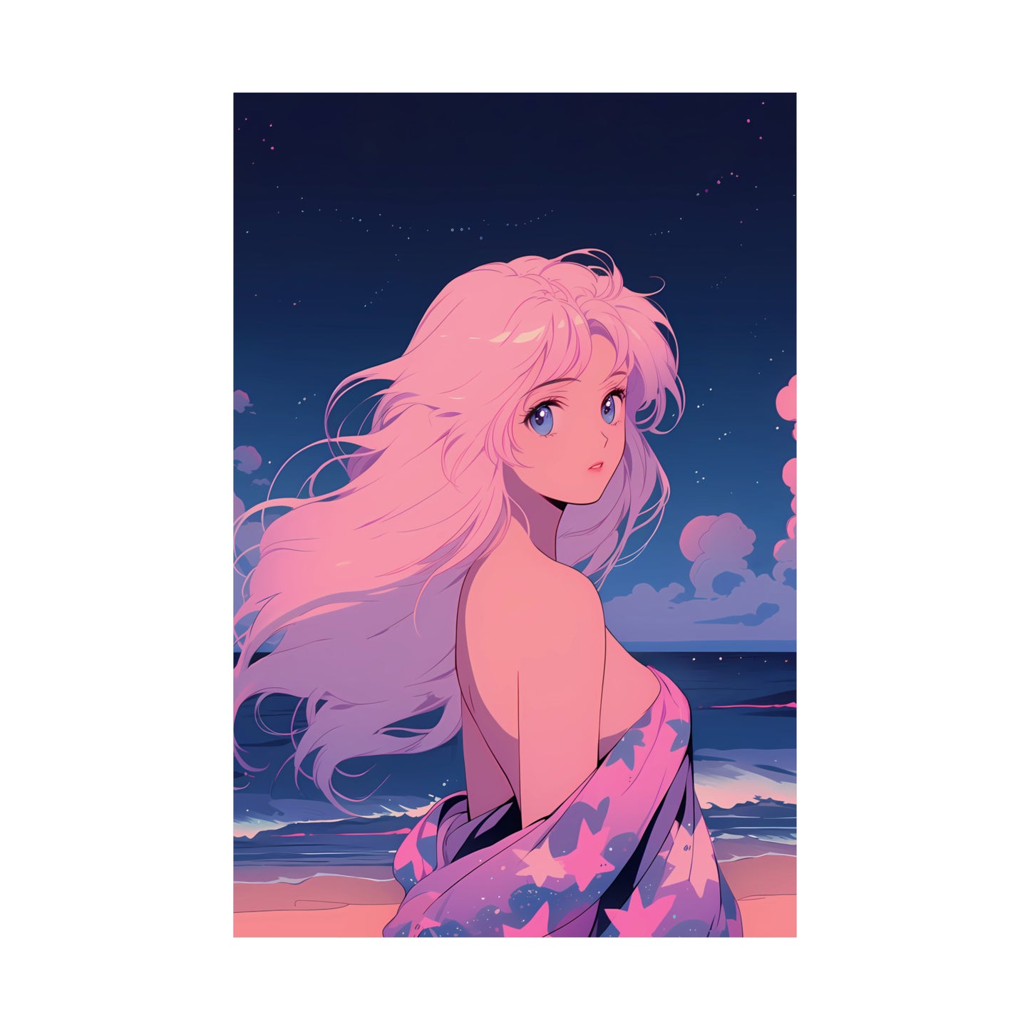 Secrets Under Stars - Retro Anime Poster