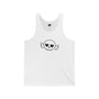 White tank top with a cute black skull design on a white background