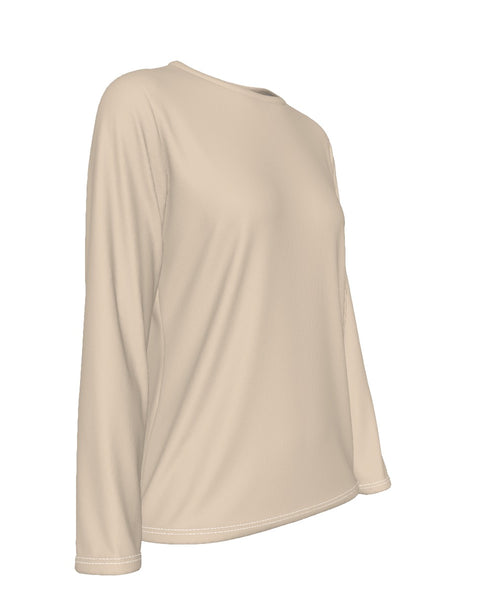 Beige Long Sleeve T-Shirt Casual Fit - Heart Circle