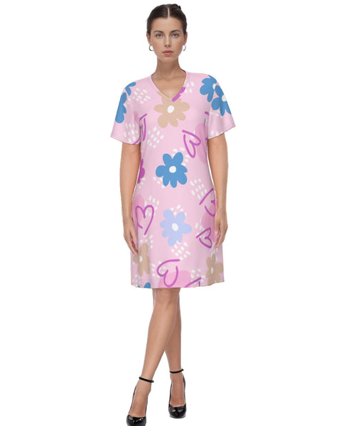 Summer of Love - Cotton V-Neck T-Shirt Dress