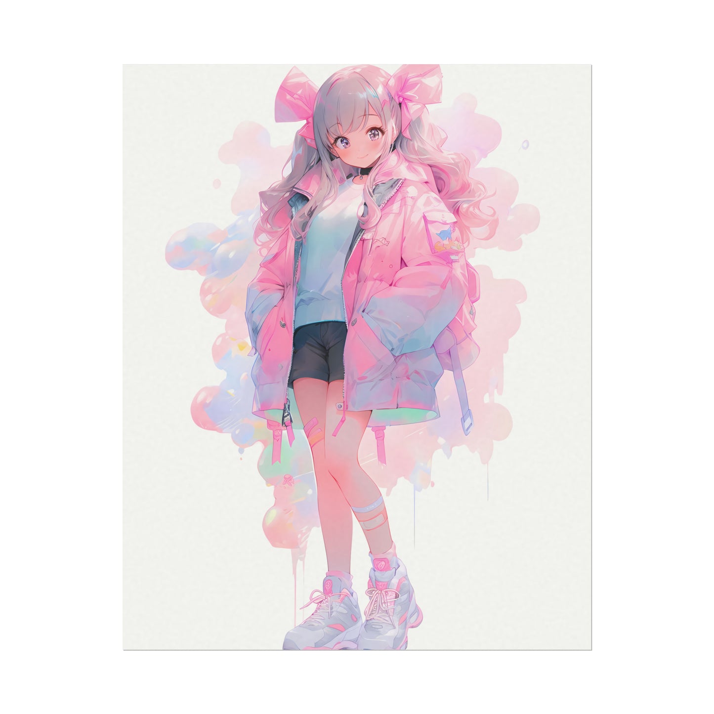 Bubblegum - Cute Anime Girl Watercolor Poster