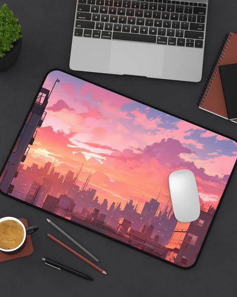 Sunset Over Khazas - Lofi Anime Desk Mat