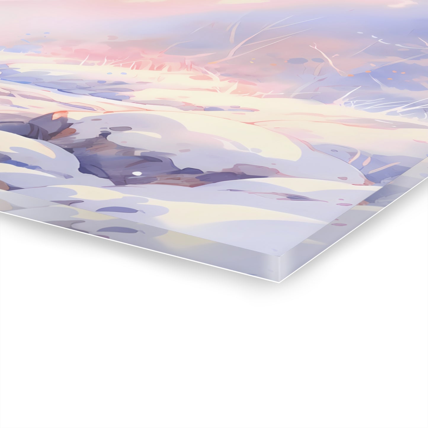 Silent Snowscape - Anime Glass Painting