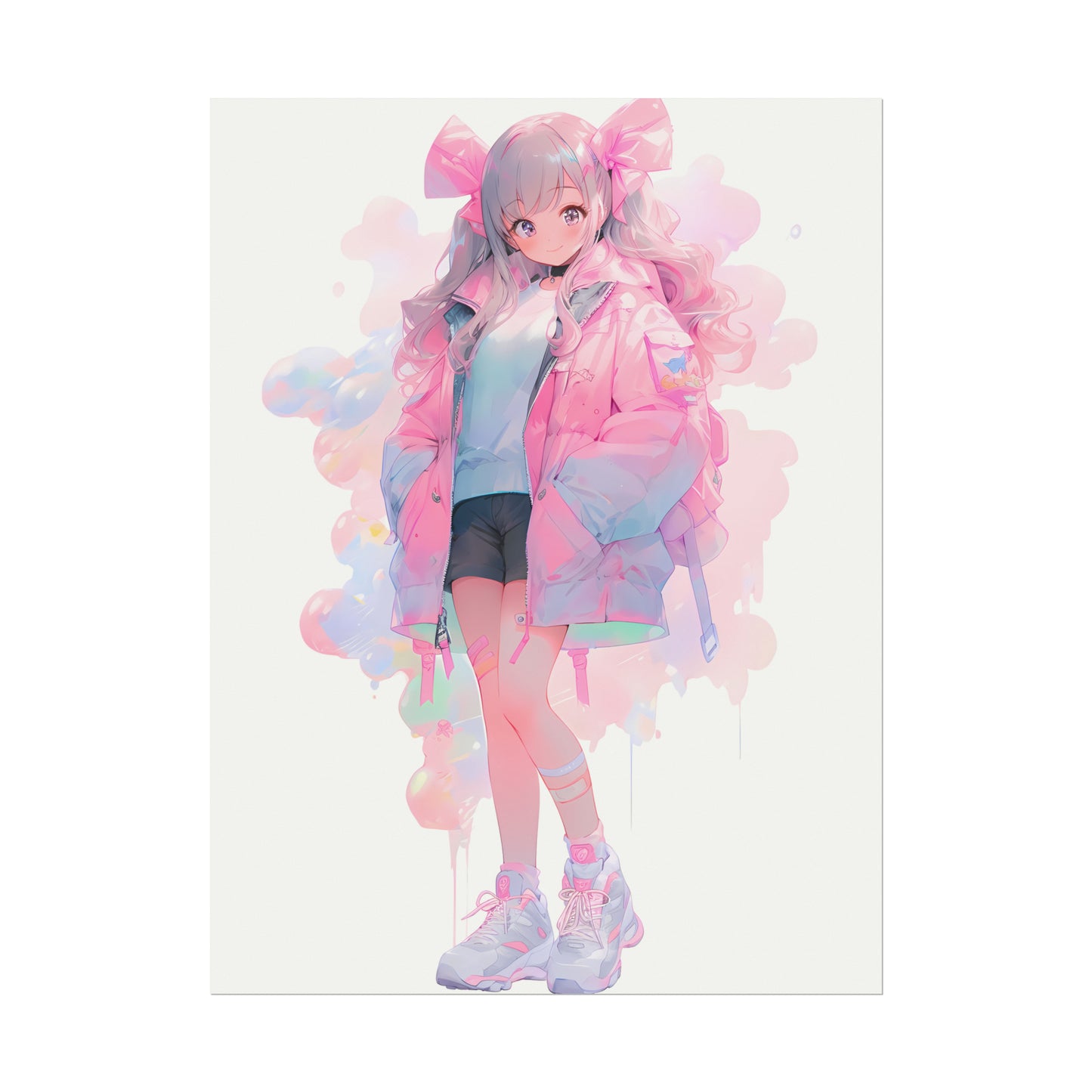 Bubblegum - Cute Anime Girl Watercolor Poster