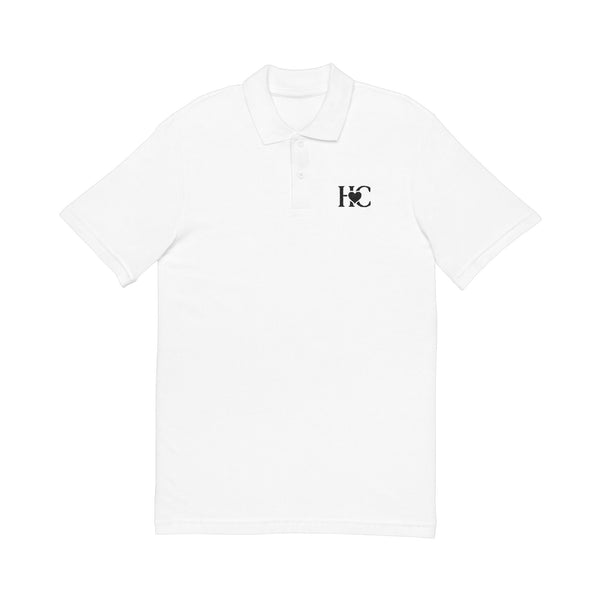 Heart Circle Emblem - Embroidered Pique Polo Shirt