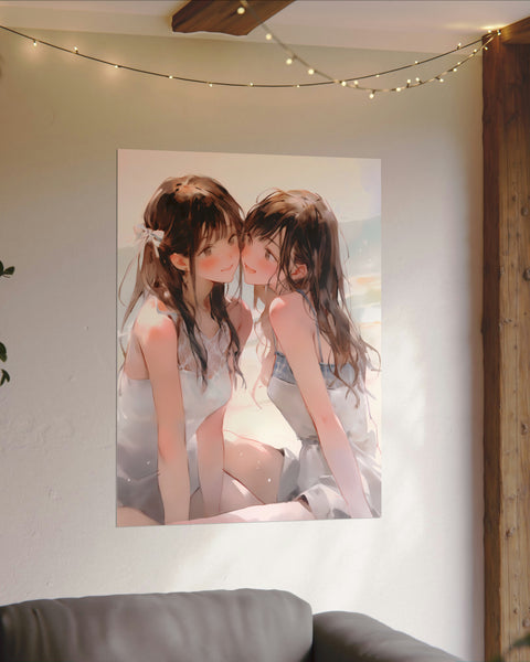 Beach Date - Watercolor Anime Girl Poster