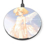 Round wireless charger with anime angel character design on a white background