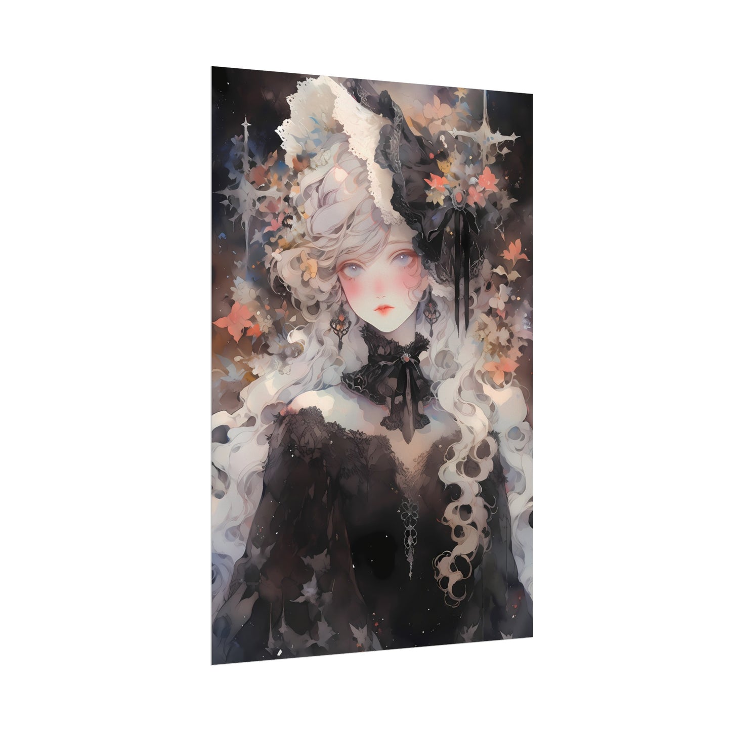 Priestess of Fortune - Watercolor Gothic Anime Poster