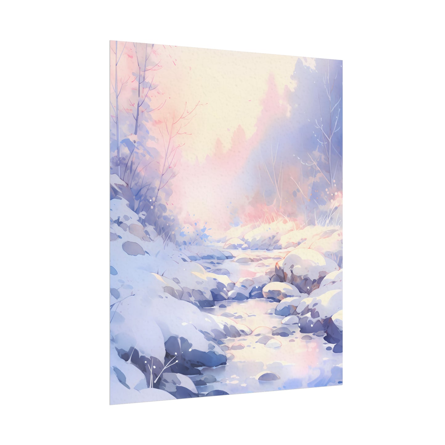Silent Snowscape - Winter Anime Watercolor Poster