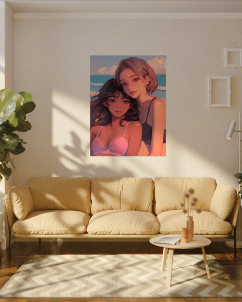 Golden Hour Memories - Anime Girl Beach Poster