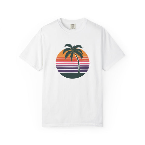 Palm Escapes - Retro Minimalist Palm Tree Sunset T-Shirt