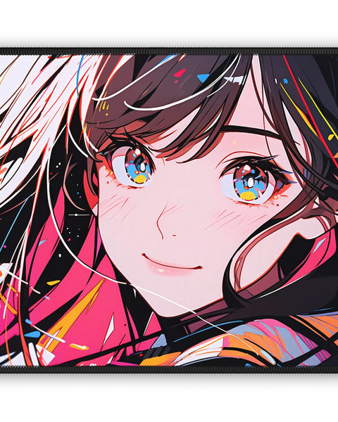 Retro Color Riot - Anime Girl Mouse Pad