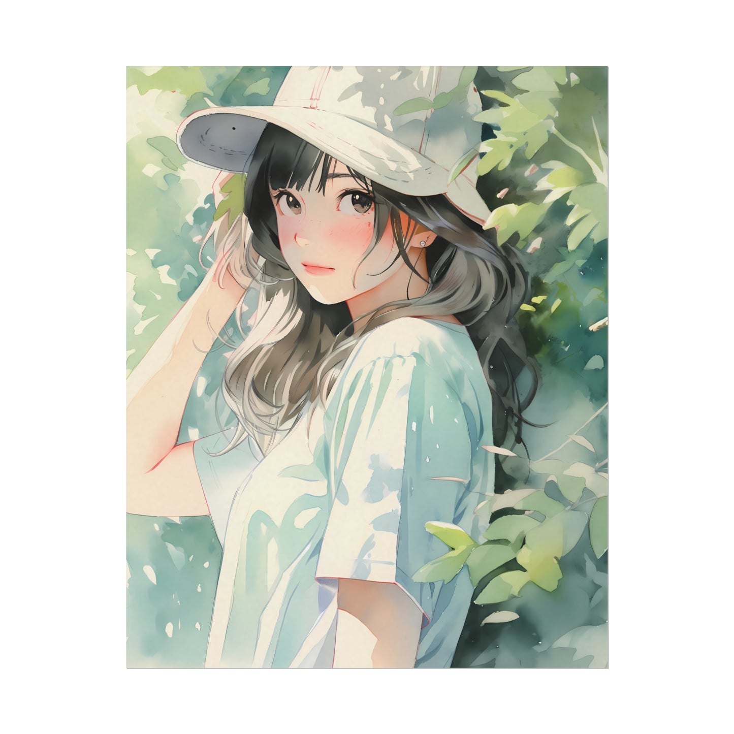 Walk With Me - Watercolor Anime Girl Poster