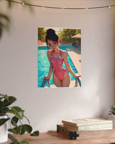 Poolside Beauty - Anime Girl Swimsuit Poster