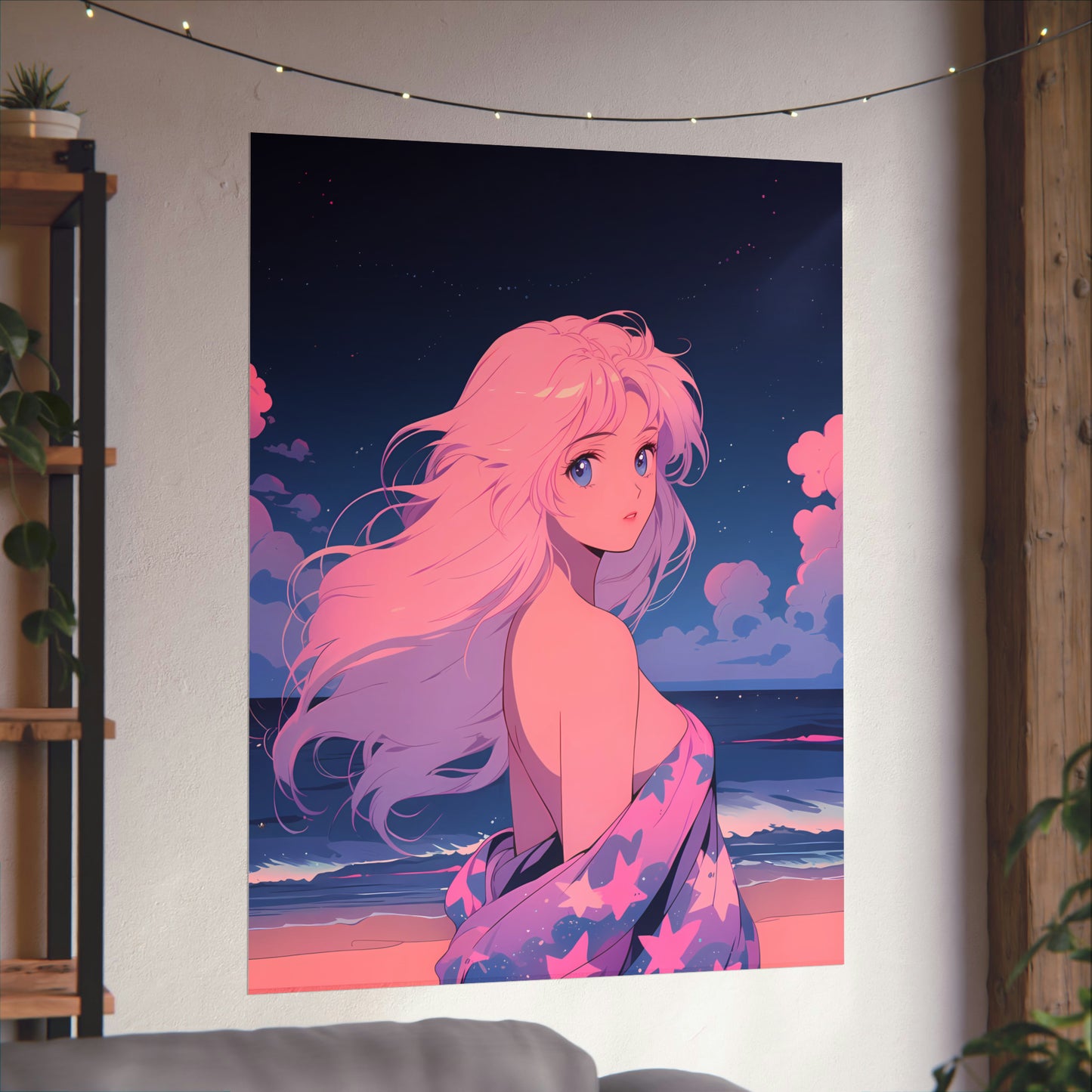 Secrets Under Stars - Retro Anime Poster