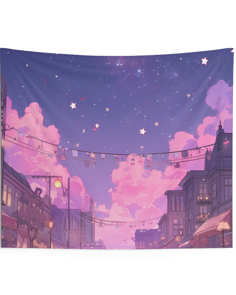 Starlit Square - Lofi Anime Tapestry