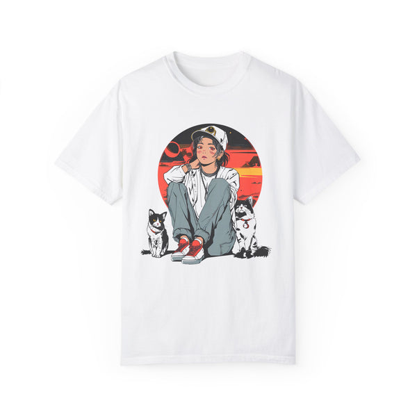 Faithful Guardians - Retro Anime Cat T-Shirt