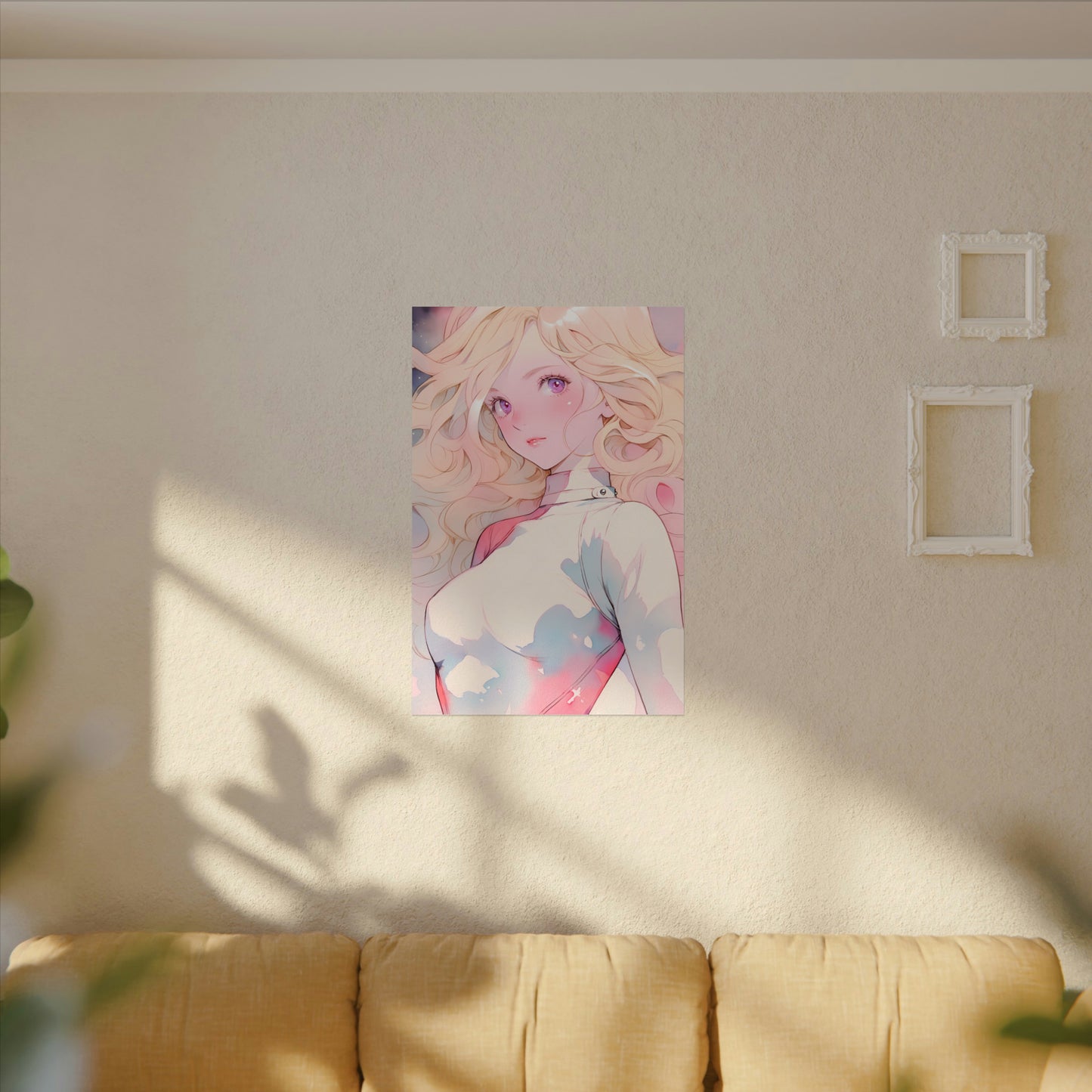 White Fire Goddess - Anime Girl Watercolor Poster